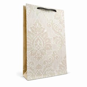 ساک هدیه داماسک آریستا، Gilassic Luxury Gift Bag Arista Damask بگ دست‌ساز ساخته شده از کاغذ دیواری وینیل لوکس با ابعاد 30×17×5.5 سانتی‌متر، مناسب بسته‌بندی رسمی، کتاب، عطر و هدیه‌های خاص.