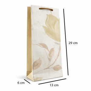 خرید کیف دست‌ساز رز زیتونی ( Olive Rose Gift Bag) با طرح گل رز سبز و برگ‌های قهوه‌ای، ساخته‌شده از کاغذ دیواری وینیل لوکس. ابعاد 29×13×6 سانتی‌متر، مناسب هدیه خاص و استفاده روزمره شیک.