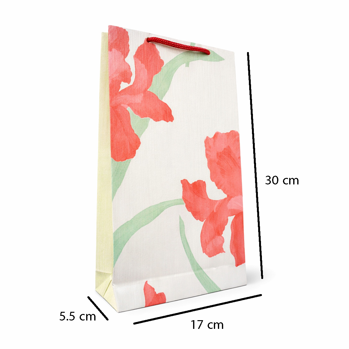 خرید ساک دستی لوکس دستساز زنبق سرخ Gilassic Handmade Luxury Gift Bag Red Iris با ابعاد 30×17×5.5 سانتیمتر.