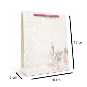 ابعاد ساک هدیه دست ساز گیلاسیک مدل رز لطیف Soft Rose