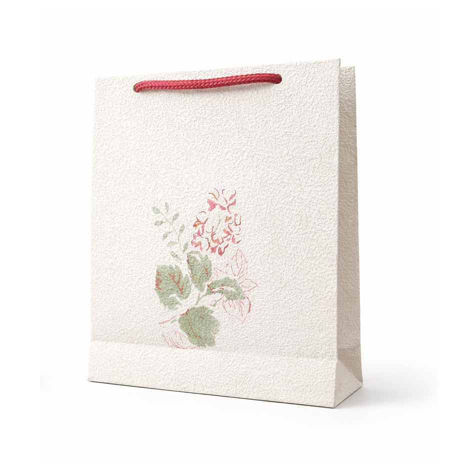 خرید ساک هدیه وینیل لوکس مدل رز مینیمال minimal rose gift bag، دستساز و ساخته شده از کاغذ دیواری برجسته. مناسب عطر، اکسسوری و هدیههای خاص. ابعاد 18×16×5 سانتیمتر.