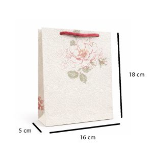 خرید بگ و ساک هدیه وینیل لوکس مدل رز آنتیک Antique Rose ، دست‌ساز و ساخته شده از کاغذ دیواری برجسته. مناسب عطر، اکسسوری، کتاب و هدیه‌های خاص. ابعاد 18×16×5 سانتی‌متر.
