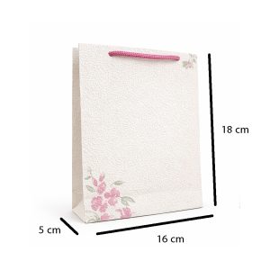 خرید ساک هدیه دست ساز لوکس مدل رز مهتاب Moonlight Rose gift bag، ساخته شده از کاغذ دیواری برجسته. مناسب عطر، اکسسوری و هدیههای خاص. ابعاد 18×16×5 سانتیمتر.