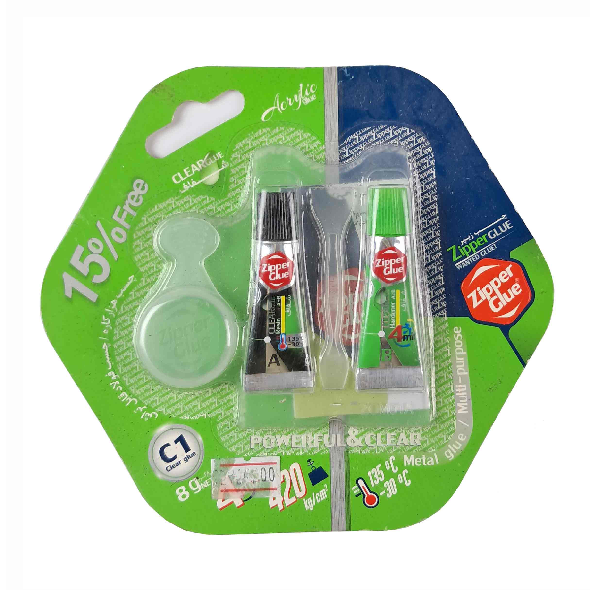 چسب دوقلو شفاف زیپر (Zipper Glue) مدل C1 وزن ۸ گرم